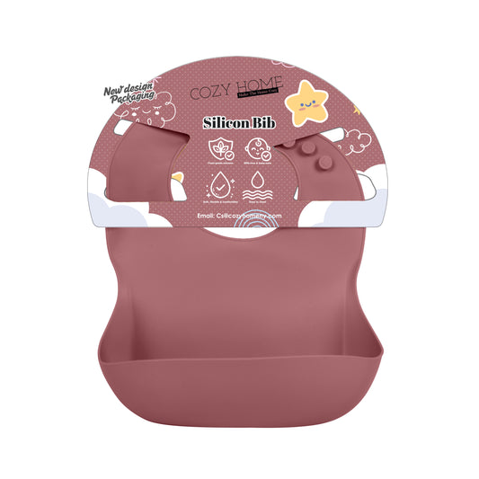 Cozy Home Silicon Bib with open pocket (Maroon)