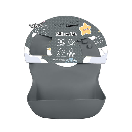 Cozy Home Silicon Bib with open pocket (Gray)