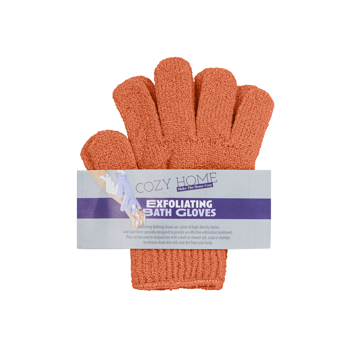 Cozy Home Bath Gloves Blue 3 pair 6pcs(Orange)