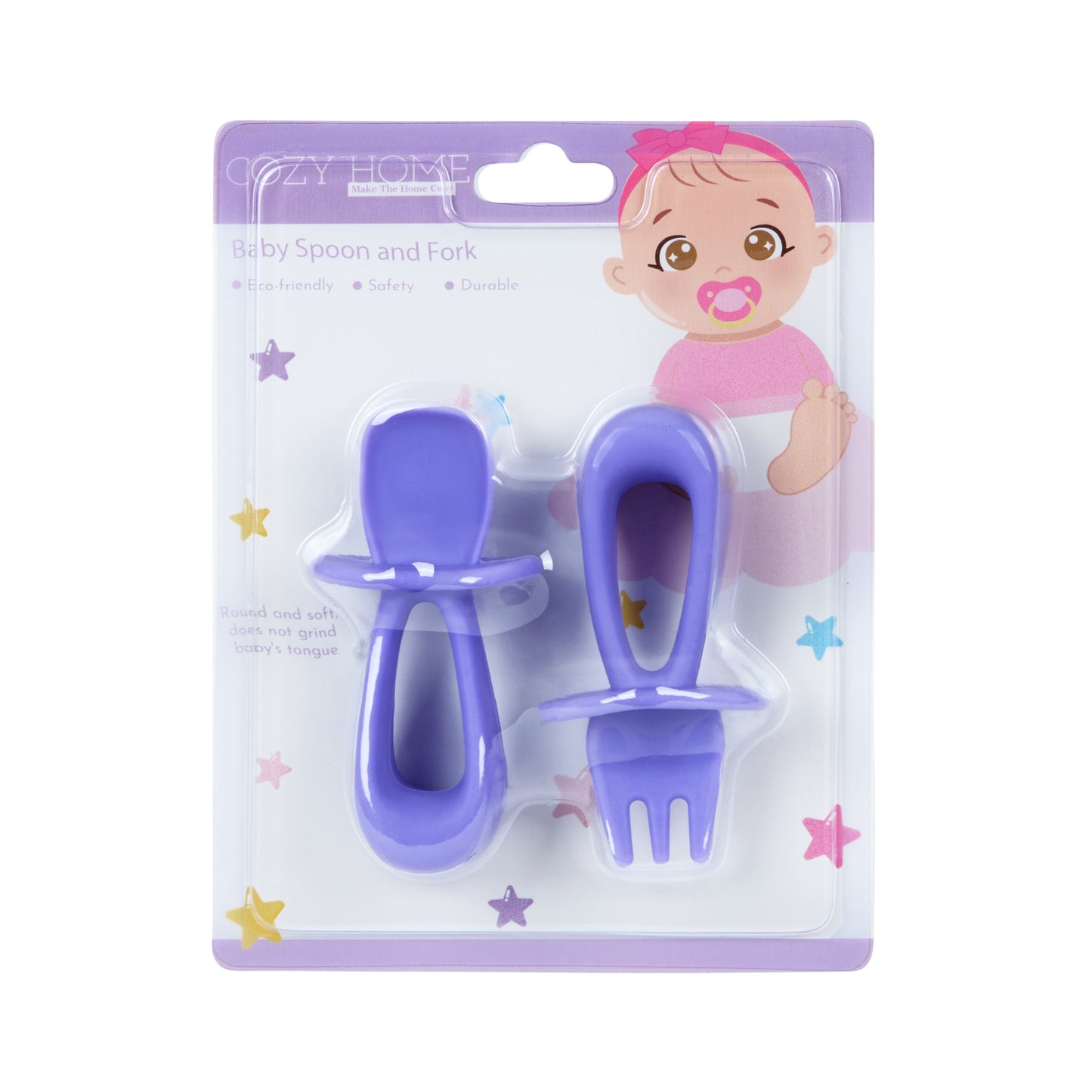 Cozy Home Baby Spoon and Fork Light green 4 pcs per case(Purple)