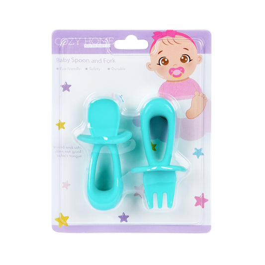 Cozy Home Baby Spoon and Fork Light green 4 pcs per case(SkyBlue)