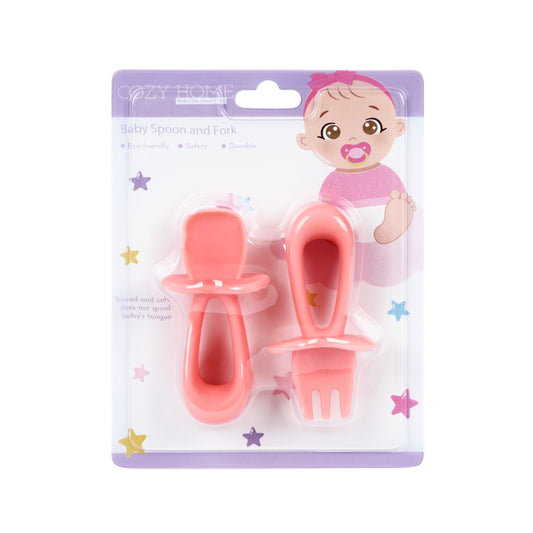 Cozy Home Baby Spoon and Fork Light green 4 pcs per case(Pink)