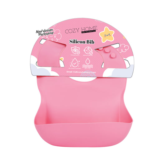 Cozy Home Silicon Bib with open pocket (Pink)